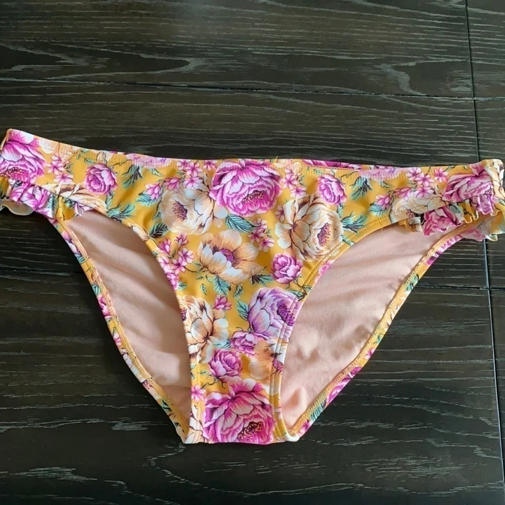 Orange & Pink Floral Bikini Hipster Bottom XL